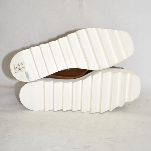 $850 STELLA MCCARTNEY PERCY PLATFORM CRISS CROSS LEATHER SANDAL CAMEL 37 (DB23) - Picture 7 of 8